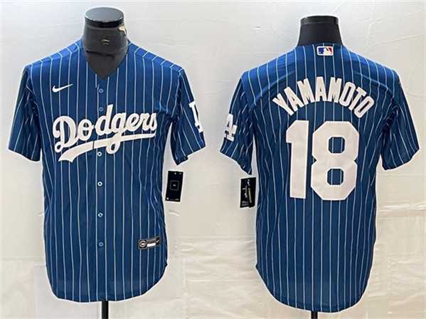 Men%27s Los Angeles Dodgers #18 Yoshinobu Yamamoto Navy Cool Base With Patch Stitched Jersey->los angeles dodgers->MLB Jersey